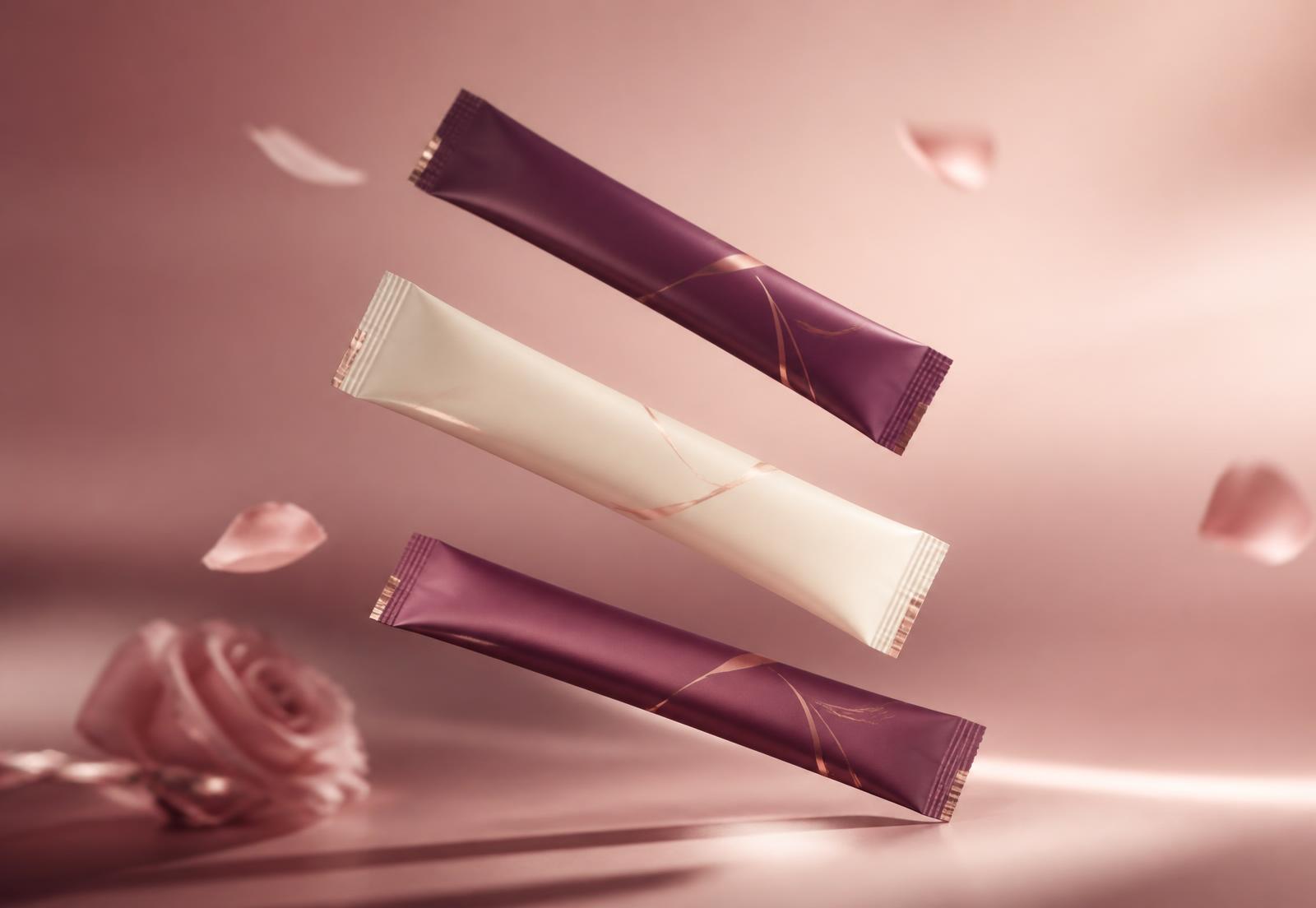 Sanctum sticks floating above a warm rose surface